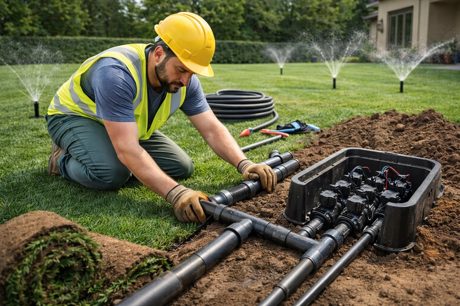 تركيب نظام ري تلقائي في الملعب