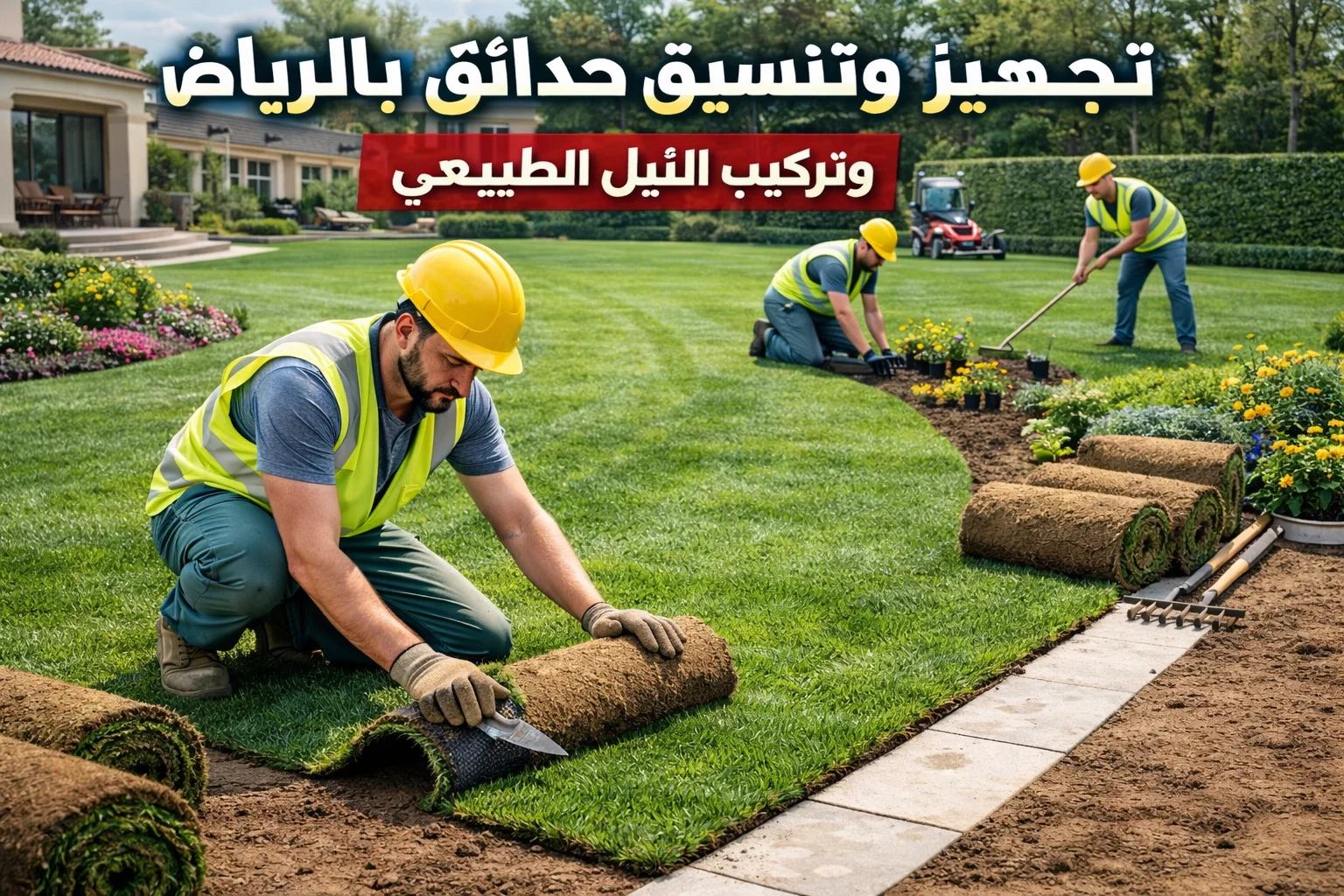 تنسيق حدائق وتركيب الثيل الطبيعي
